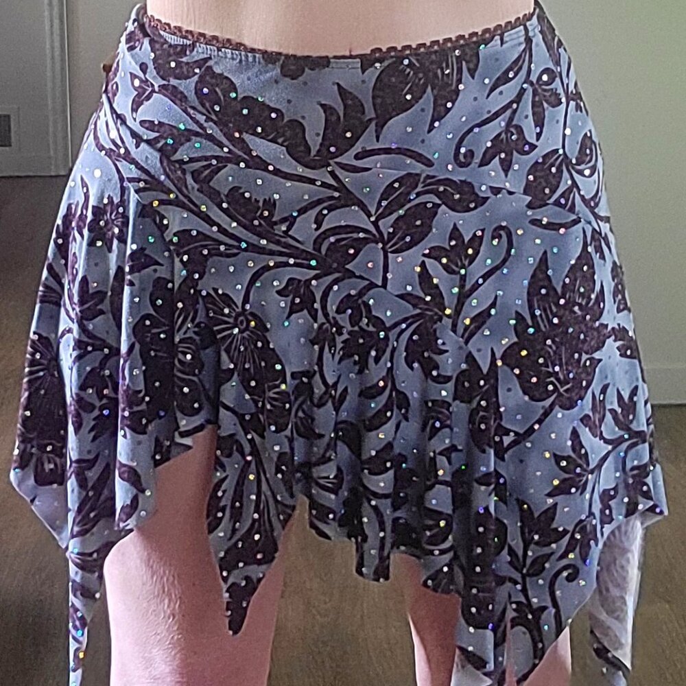 Vintage | Sparkley Fairy Skirt | S/M Womens 4-6 | Floral | Handkerchief Hem